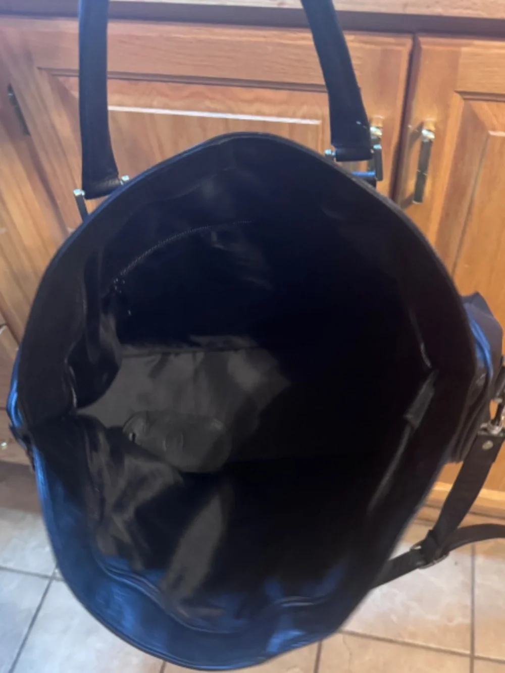 Large Leather Black Computer Business Bag With Handles & Shoulder Strap 19X16X6